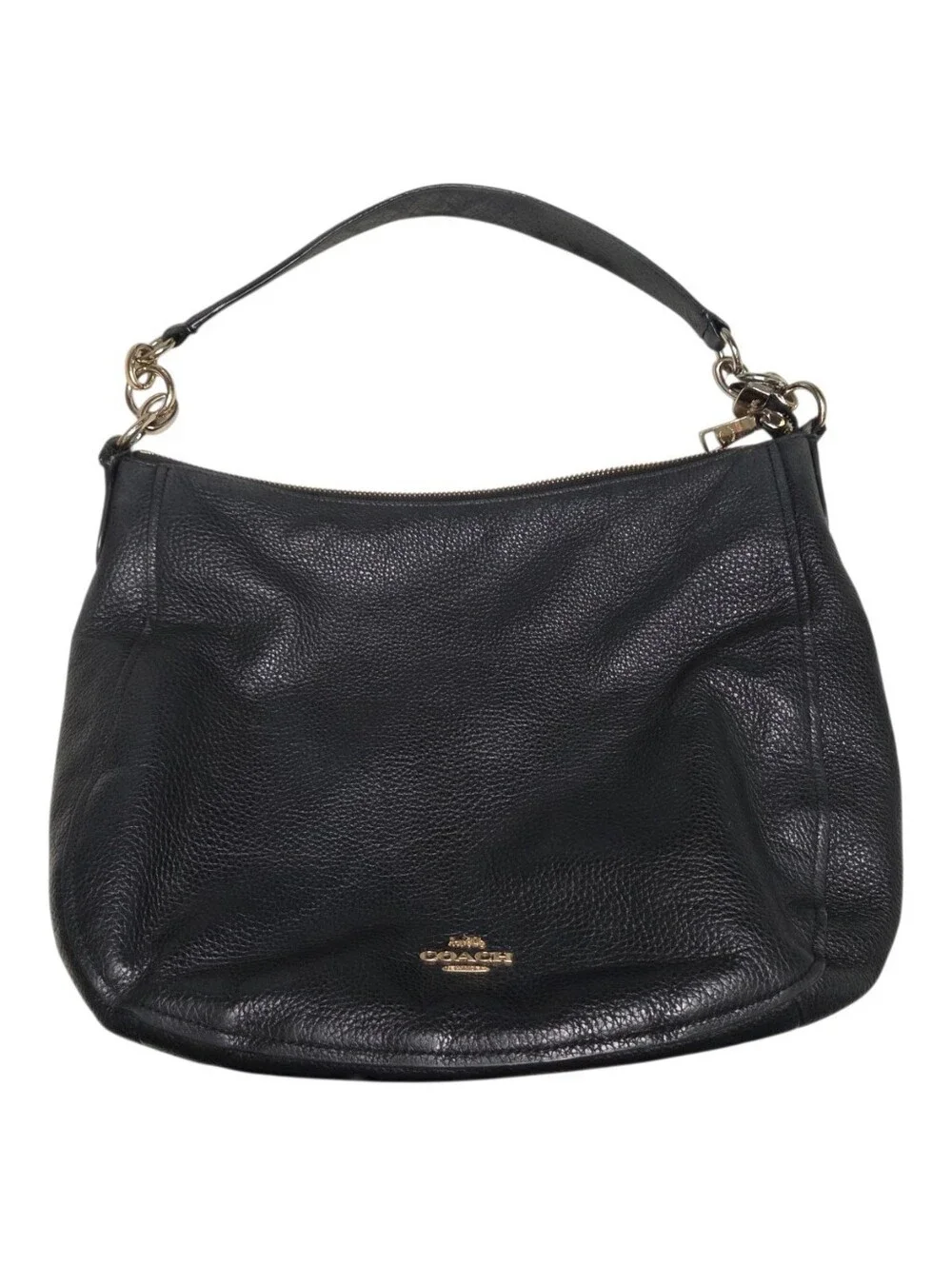 Coach Elle Hobo Purse Black Pebbled Leather Chain F31399 Shoulder Bag